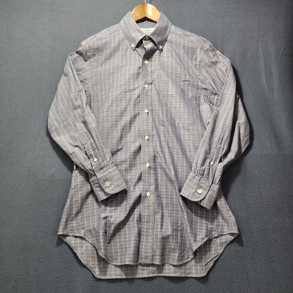 Vintage 80s Mens Shirt Medium Plaid Richard Bennett Office Business Made USA
